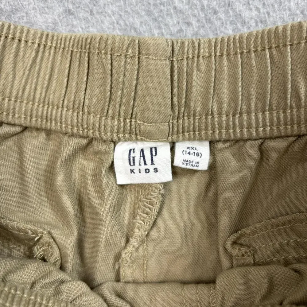 Gap Kids Pants Boys XXL 14-16 Khaki Cargo Barrel Leg Zip Pocket Youth Uniform